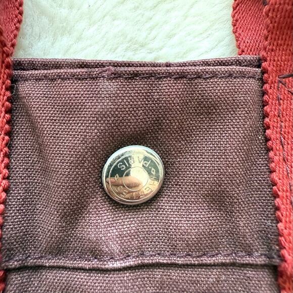 Hermès Fourre Tout Burgundy Canvas Tote Bag Authentic - Picture 2 of 11